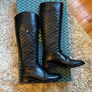 Tory Burch Tall Black Quilted Boot